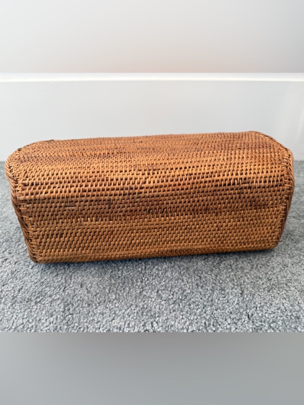 Anthropologie Bali rattan reed woven weave honey brown medium hand bag tote lned - Picture 3 of 6
